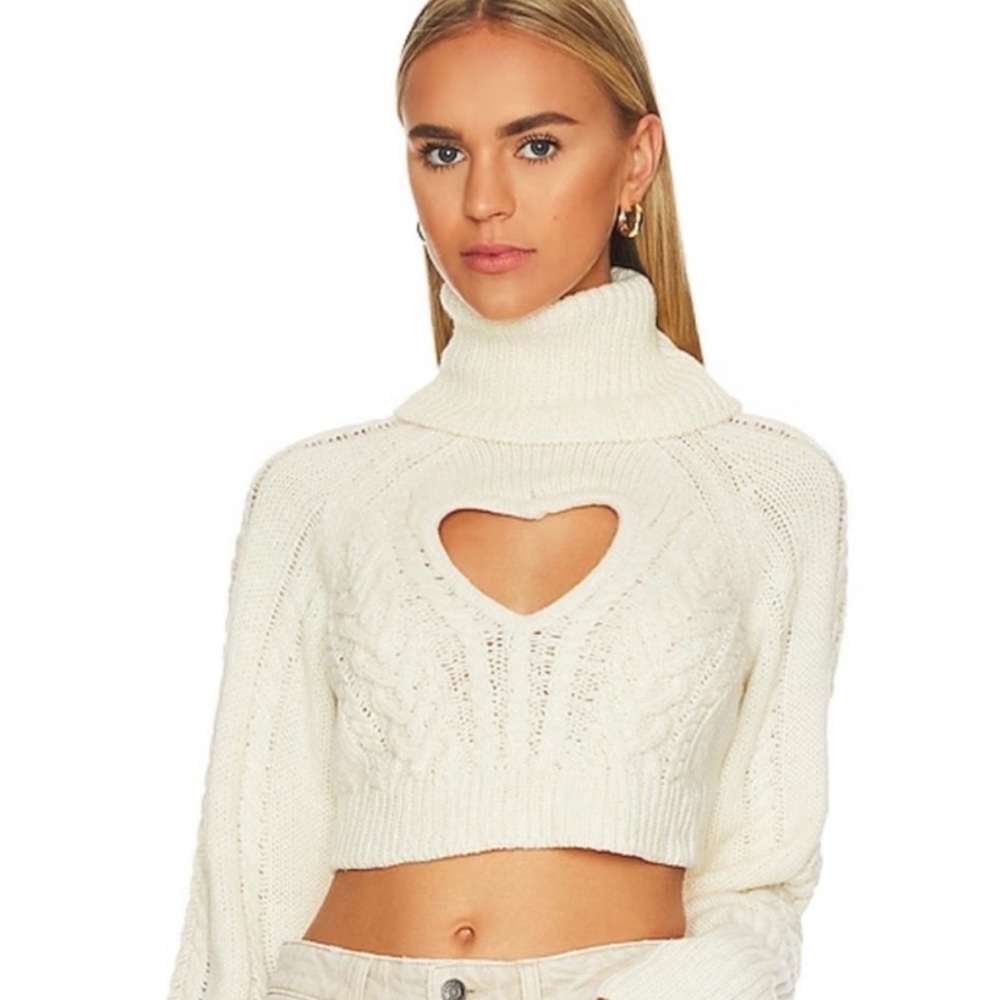 For love and lemons white/cream heart turtleneck excellent condition